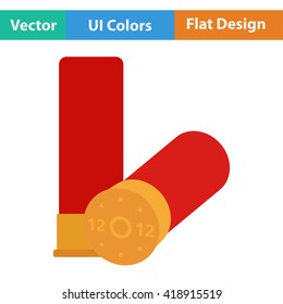 Flat design icon of ammo from hunting gun in ui colors. Vector illustration.