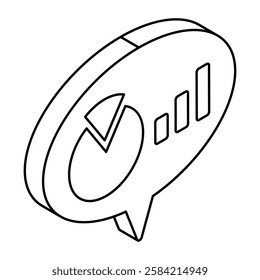 A flat design icon of analytical chat