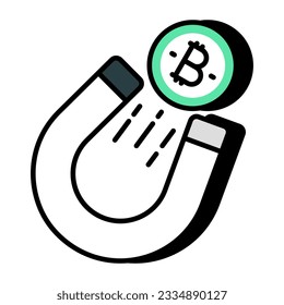 A flat design icon of attract bitcoin  