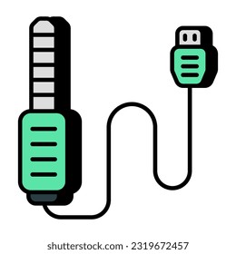 A flat design icon of audio jack 