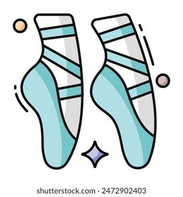 A flat design icon of ballet shoes