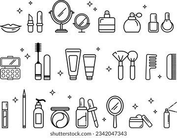 flat design icon beauty make up skin care collection