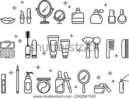 flat design icon beauty make up skin care collection