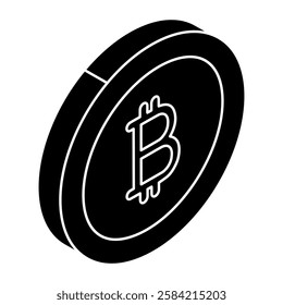 A flat design icon of bitcoin
