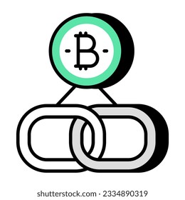 A flat design icon of bitcoin link