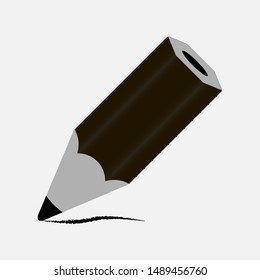 Flat design icon. Black pencil. Vector illustration.