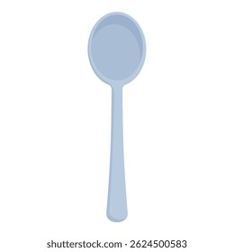 Flat design icon of a blue spoon on a white background, suitable for kitchenrelated graphics