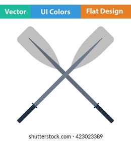 Flat design icon of  boat oars ui colors. Vector illustration.