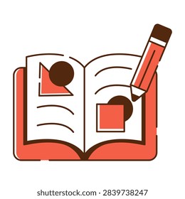A flat design icon of design book