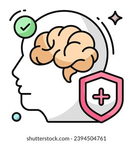 Un icono de diseño plano del cerebro