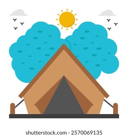 A flat design icon of camp