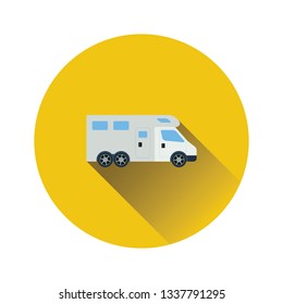 Flat design icon of camping family caravan car in ui colors. Vector illustration.