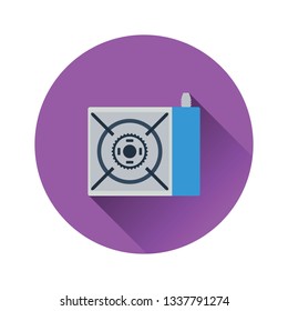 Flat design icon of camping gas burner stove in ui colors. Vector illustration.