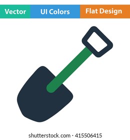 Flat design icon of camping shovel in ui colors. Vector illustration.