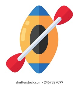 A flat design icon of canoe