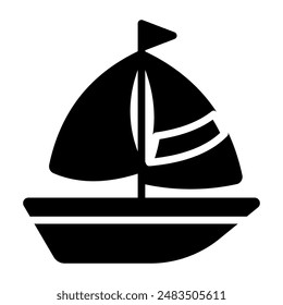 Un icono de diseño plano de canoa