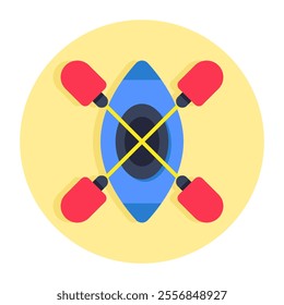 Flat design icon of canoe