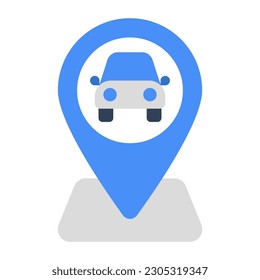 Un icono de diseño plano de la ubicación del coche 