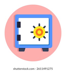 A flat design icon of cash box
