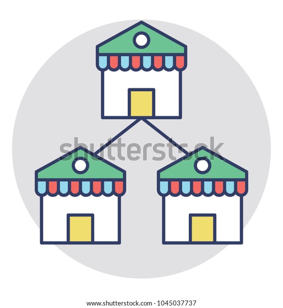\
A flat design icon\
of chain stores \
