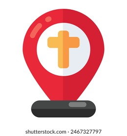 A flat design icon of church location