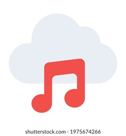 A flat design, icon of cloud music