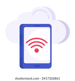 A flat design icon of cloud phone 

