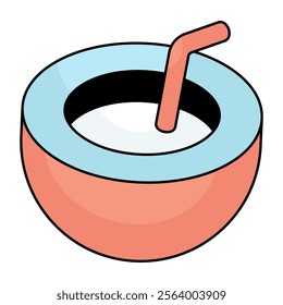 A flat design icon of coconut drink