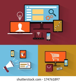 Flat Design icon collection for websites / mobile applications / internet advertising and internet shopping