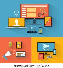 Flat Design Icon Collection for Websites / Mobile Applications / Internet Advertising and Internet Shopping