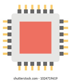 A flat design icon of computer chip