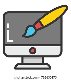 A flat design icon of computer screen , concept of web designing