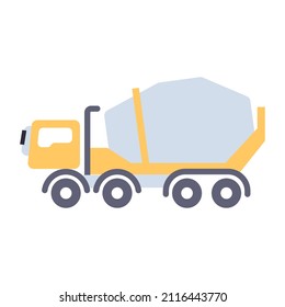 Flat design icon of concrete mixer

