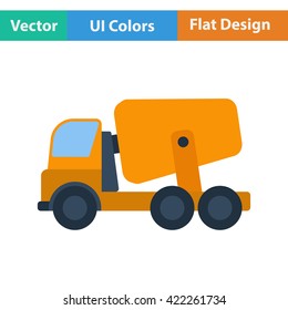 Flat design icon of Concrete mixer truck in ui colors. Vector illustration.