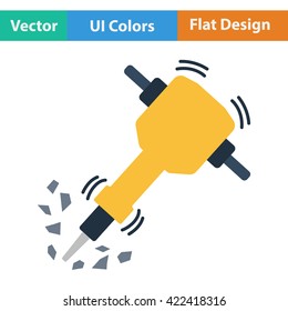 Flat design icon of Construction jackhammer in ui colors.Vector illustration.