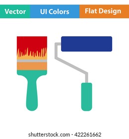 Flat design icon of construction paint brushes in ui colors. Vector illustration. 