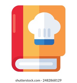 Un icono de diseño plano de libro de cocina