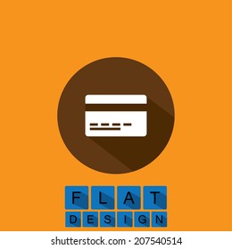 flat design icon of credit card or debit card - vector graphic. This graphic can also plastic money, convenience cash, online purchase, virtual transaction