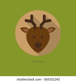 Flat design icon of cute deer face