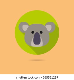 Icono de diseño plano de la cara del oso lindo koala