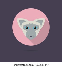 Flat design icon of cute oriental cat face