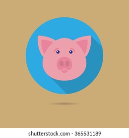 Flaches Gestaltungssymbol der niedlichen Schweinefläche