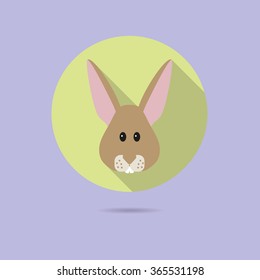 Flat design icon of cute rabbit face
