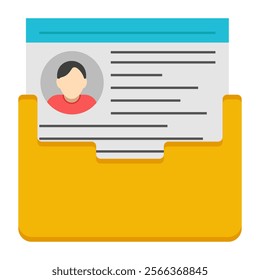 A flat design icon of cv envelope