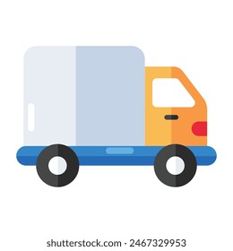 A flat design icon of delivery truck