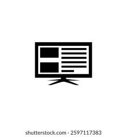Flat design icon depicting web article on computer or tv screen.