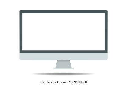 Flat design icon Desktop PC Monitor with drop shadow. Blank white screen for insert content.