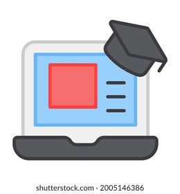 A flat design, icon of digital education