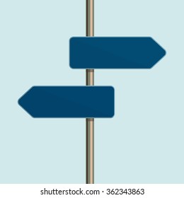 Flat design icon of directional arrow road sign. Metaphor for a flexible customer service. Vector illustration. 