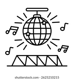 Een plat design icoon van een discobal